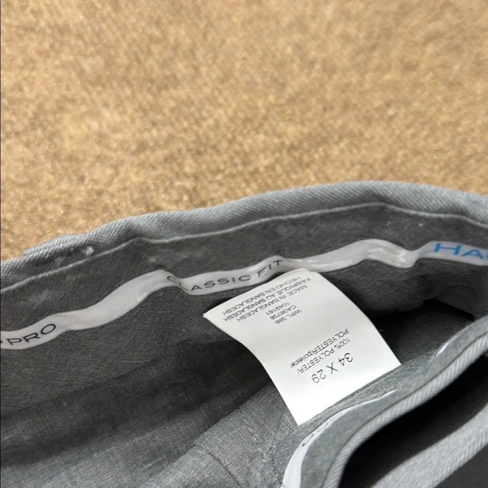 Haggar Men’s Cool 18 Pro Classic Fit 34x29 Light Grey Dress Pants NWT - Picture 5 of 11